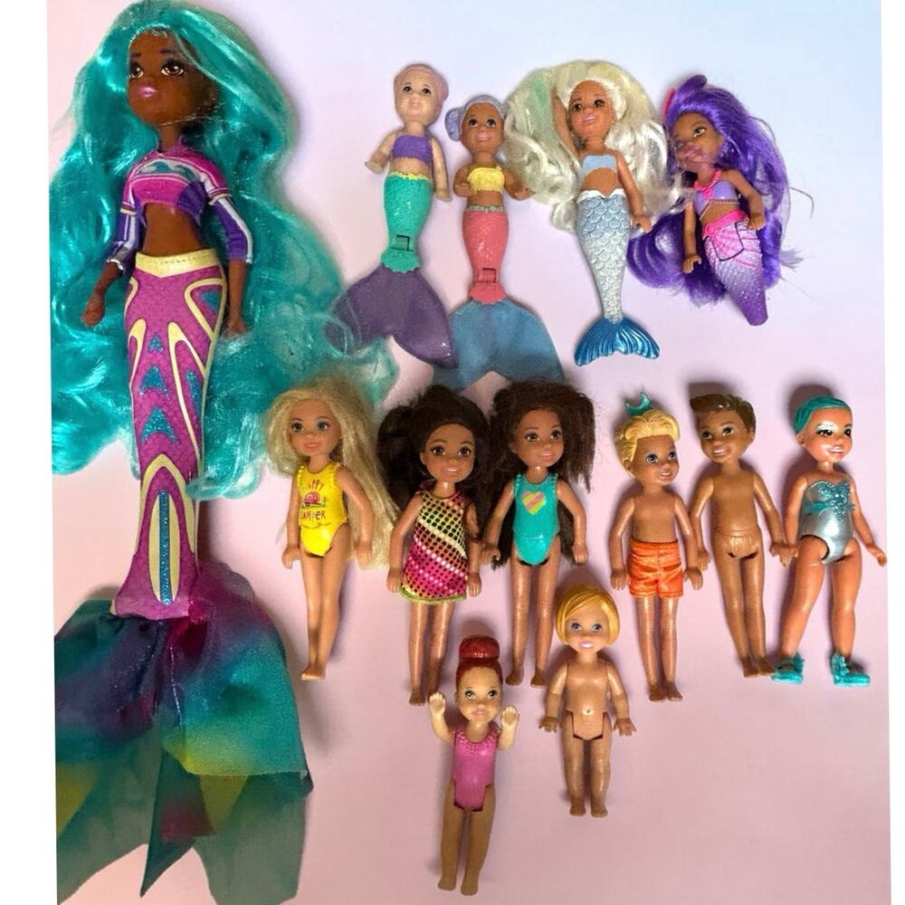 Dolls Barbie Chelsea Dreamtopia Oceanna Mermaid Boy Sprite Darrin Kelly Lot 13